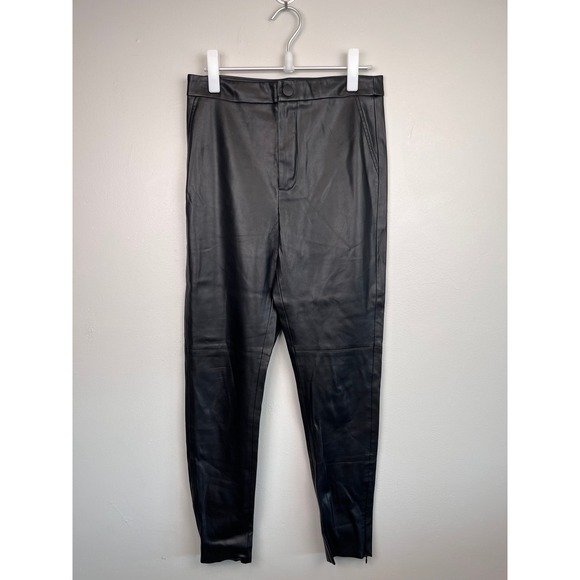 Zara Pants - Zara Black Faux Leather High Waisted Leggings Ankle Zip Pants Size M 4387/234